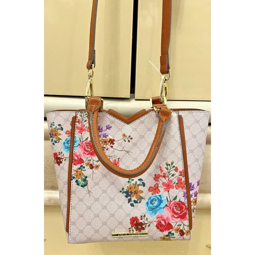 NWT STEVE MADDEN BJAPAN FLORAL TOTE CROSSBODY BAG MULTI TIK TOK VIRAL TRENDY